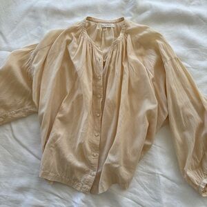Doen Beige Button-Down Blouse